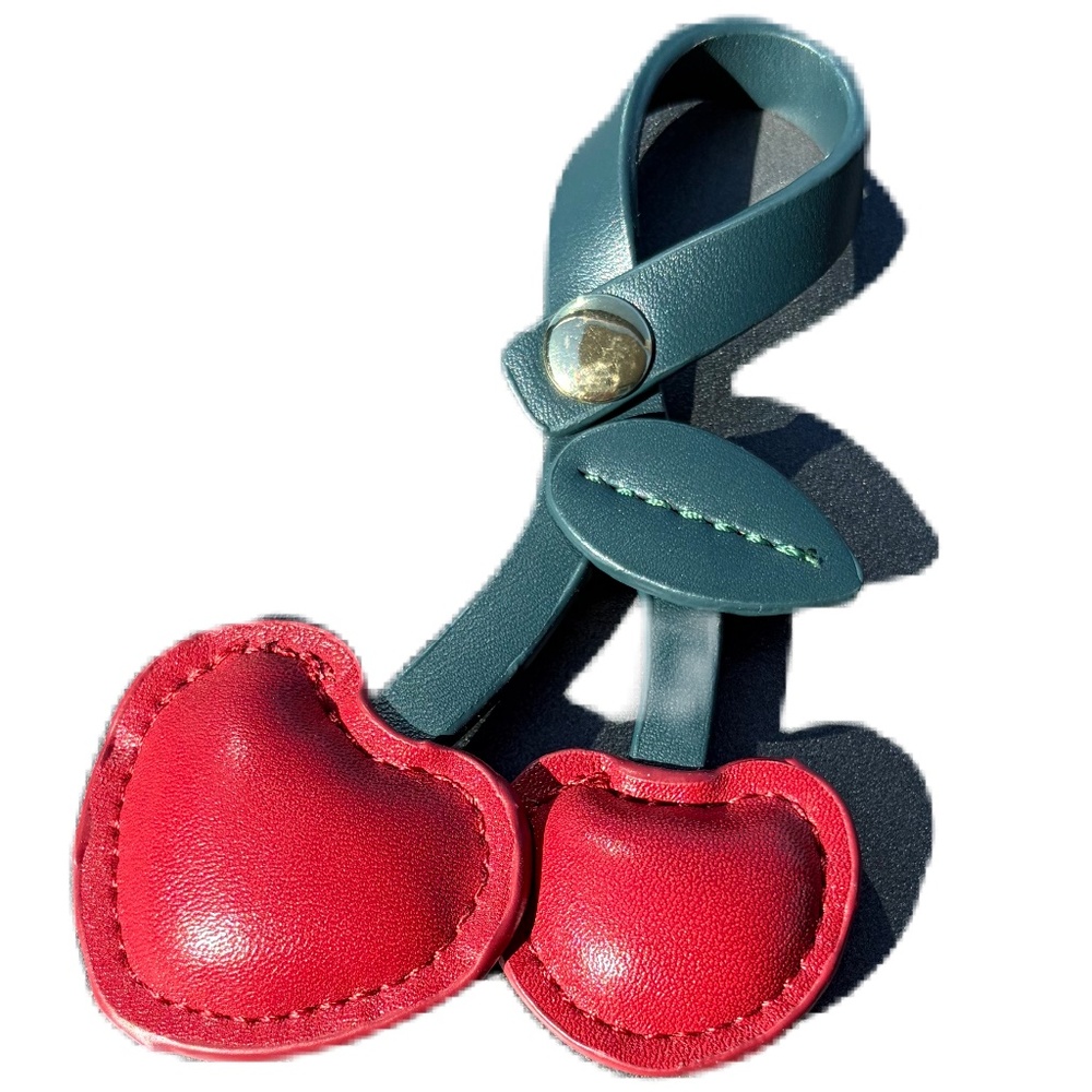 Lovers and Friends Chi Chi Cherry Hearts faux leather bag charm